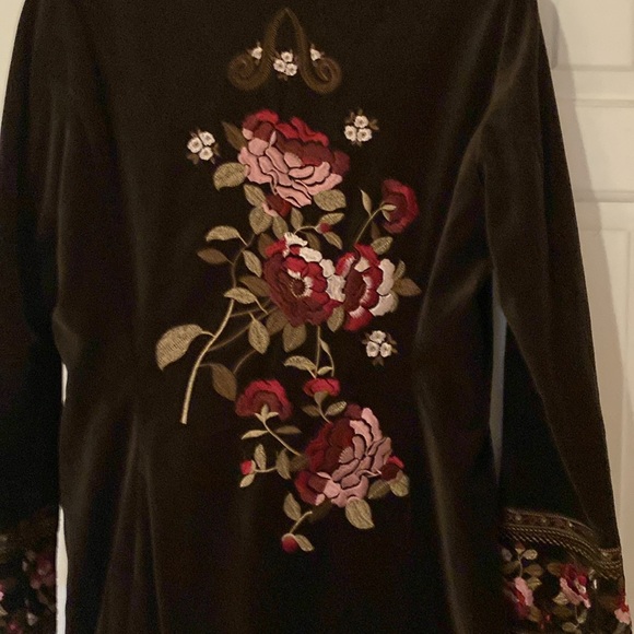 Nygard Medium Length Brown Embroidered Coat/Jacket Size 8 - Picture 5 of 9